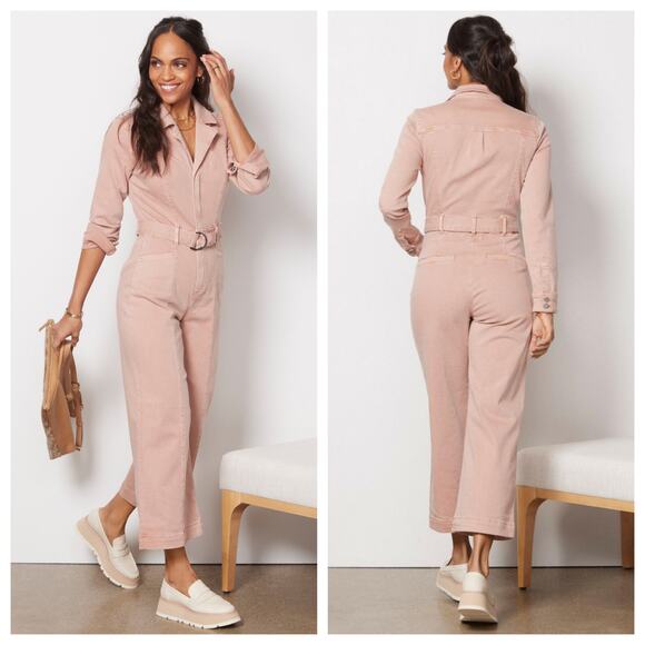 Paige Anthropologie Anessa Long Sleeve Jumpsuit in Vintage Rouge Glow - Picture 1 of 10